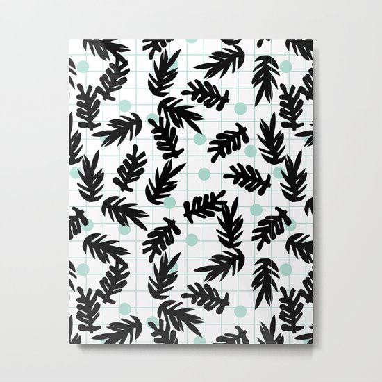 Dotty - black and mint modern pattern grid modern pattern print design urban brooklyn Metal Print