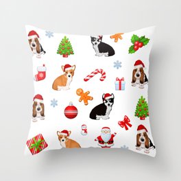 Christmas,festive puppy pattern decor Throw Pillow
