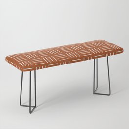 Minimalist Weave Grid Pattern (white/burnt orange) Bench