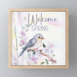 Welcome Spring- Watercolor Painting of Birds In Nature Framed Mini Art Print