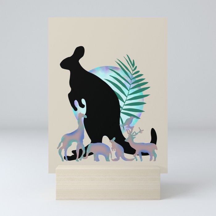 Silhouette #3. kangaroo Mini Art Print