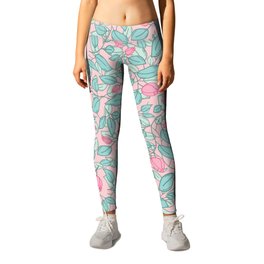 Bright floral pattern in pink and green ice cream colors Leggings