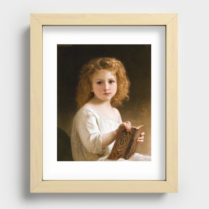 The Story Book, 1877 by William-Adolphe Bouguereau Recessed Framed Print