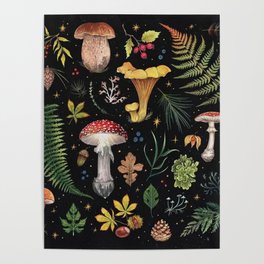 musroom pattern / mushroom / light mushroom Poster