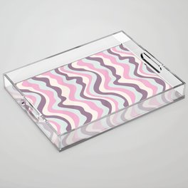 GOOD VIBRATIONS GROOVY MOD RETRO WAVY STRIPES in ORCHID PINK PLUM LIGHT MINT WHITE Acrylic Tray