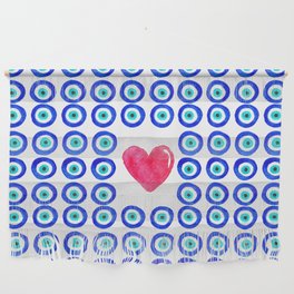 Evil Eye Protected Heart white background Wall Hanging