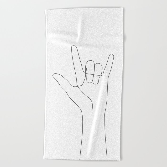 Love Hand Gesture Beach Towel