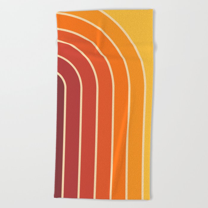 Retro 70s Stripe Colorful Rainbow 723 Mid Mod Autumn Beach Towel