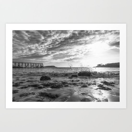 Magnolia Pier Black and White Art Print