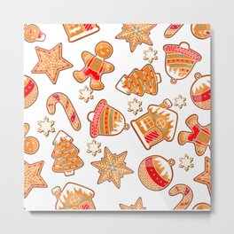 Gingerbread Man & Candy Stick Metal Print | Happy, Decoration, Gingerbreadmen, Saintnicholasday, Celebration, Candystick, Merrychristmas, Winter, Digital, Christmas 