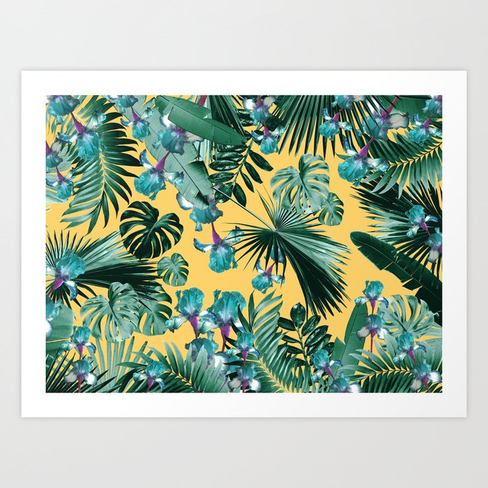Tropical Jungle Leaves Flower Oasis #2 #tropical #decor #art #society6 Art Print