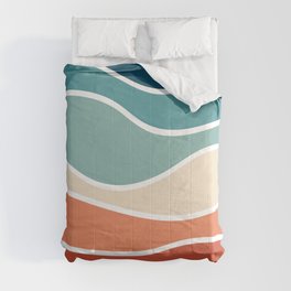 Colorful retro style waves Comforter