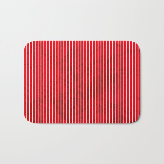 Red grunge stripes on white background Bath Mat