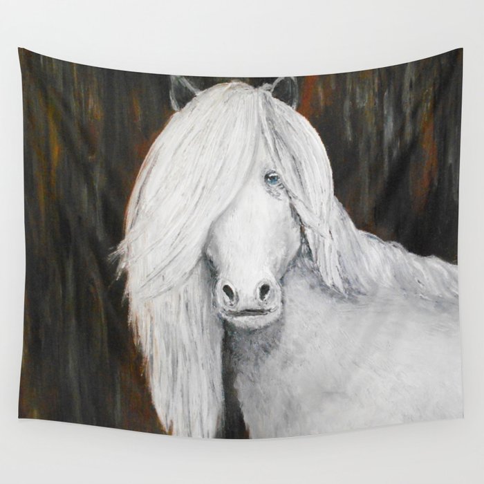 White Shetland Pony Painting Wall Tapestry By Rokinronda Society6
