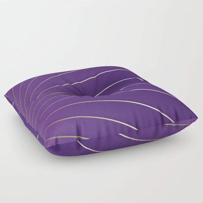 Golden Lines on Purple Gradient Background, Elegant Design Floor Pillow