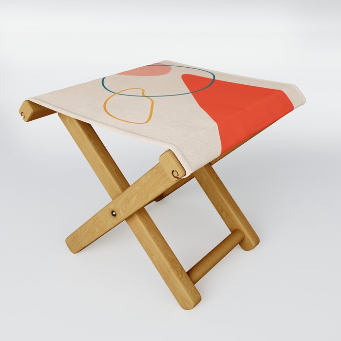 Nordic Organic Abstract Shapes Folding Stool