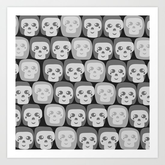 Boo - Skulls Pattern Art Print