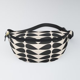 Mod Leaves Mid Century Modern Abstract Pattern in Black and Almond Cream Fanny Pack