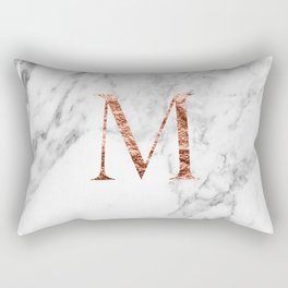 Monogram rose gold marble M Rectangular Pillow