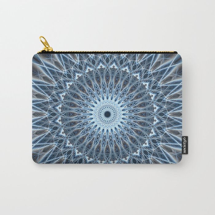 Frozen mandala in white and blue tones Carry-All Pouch