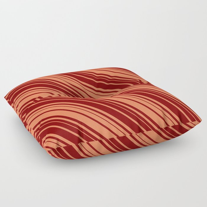 Coral & Maroon Colored Lined/Striped Pattern Floor Pillow