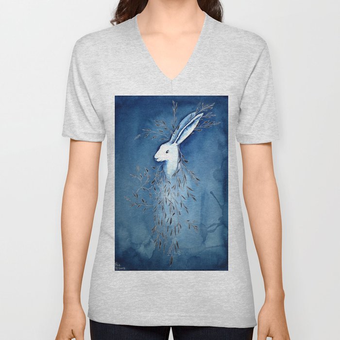 White rabbit V Neck T Shirt
