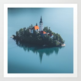 Church on a Lake Art Print