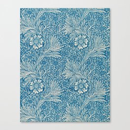 William Morris Blue Marigold floral textile pattern 19th century print for duvet, pillow, curtain, and home and wall decor Canvas Print
