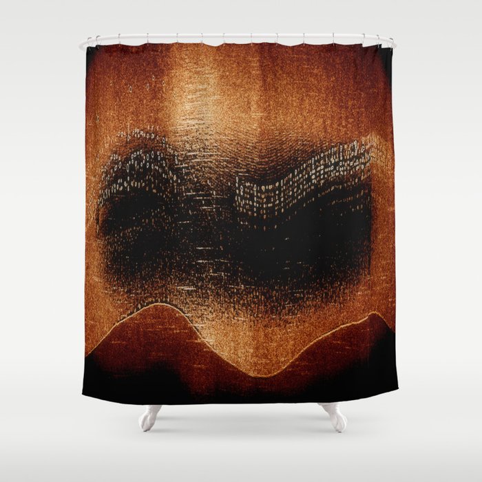 Amber Northern Lights | Abstract Nature Landscape Shower Curtain