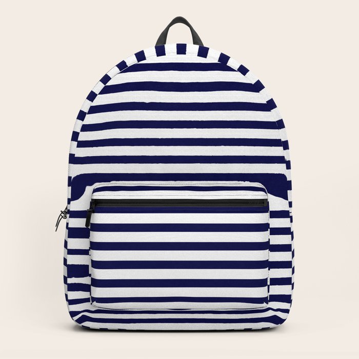 blue striped backpack