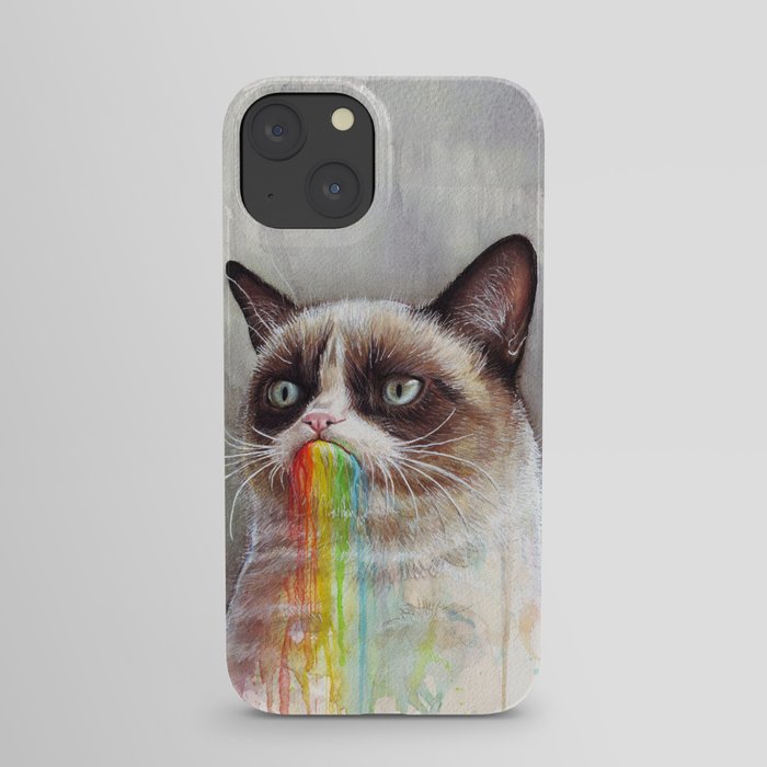 Cat Tastes the Grumpy Rainbow iPhone Case