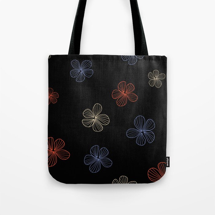 Black striped batik flower pattern Tote Bag