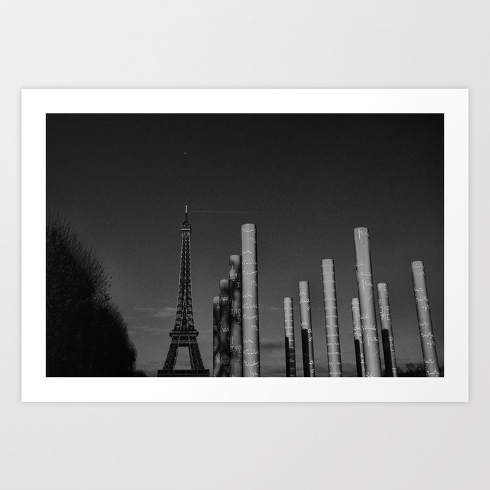 Paris En Noir Et Blanc Tour Eiffel Art Print By Jsebouvi Society6