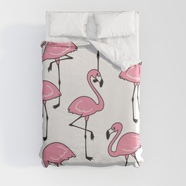 Flamingo seamless pattern vintage pink Flamingos exotic bird tropical scarf isolated tile background repeat wallpaper cartoon illustration doodle Duvet Cover