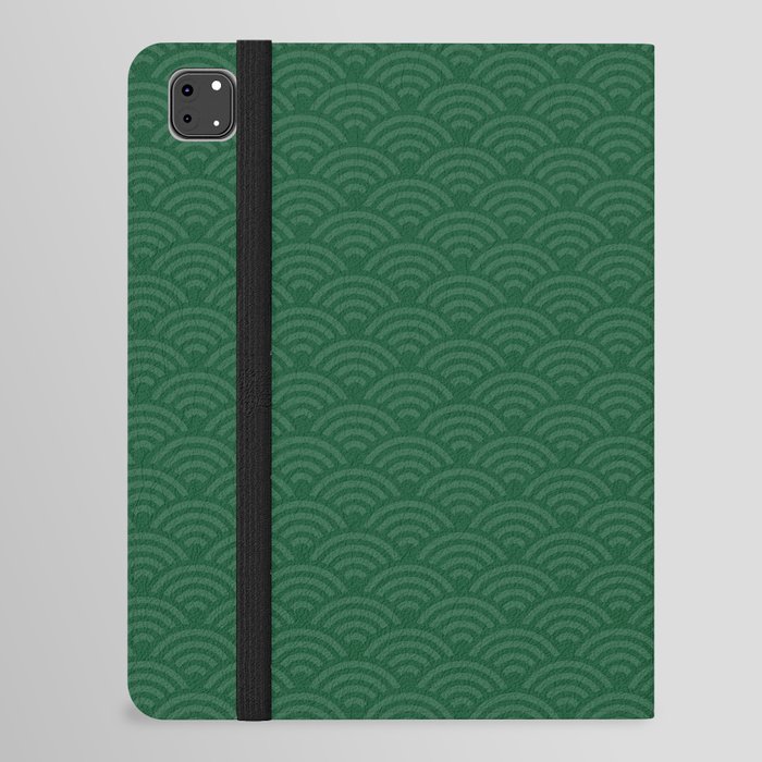 Japanese Pine Green Seigaiha Pattern iPad Folio Case