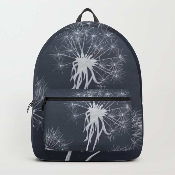 Black and White Wishing upon a Dandelion Backpack