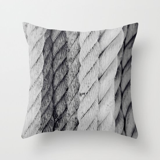 Ropes Black and White Nautical Throw Pillow