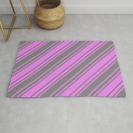 [ Thumbnail: Grey & Violet Colored Striped Pattern Rug ]