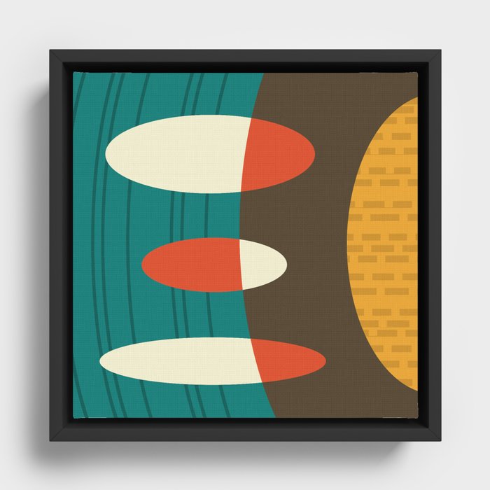 Mid Century Modern Abstract Vinyl Colorful Framed Canvas