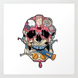Diabetic Skull Junkie Art Print