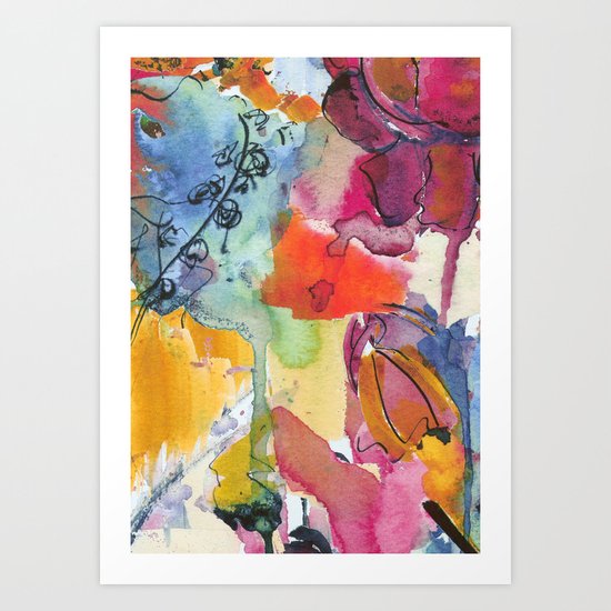 Abstract floral watercolour Art Print