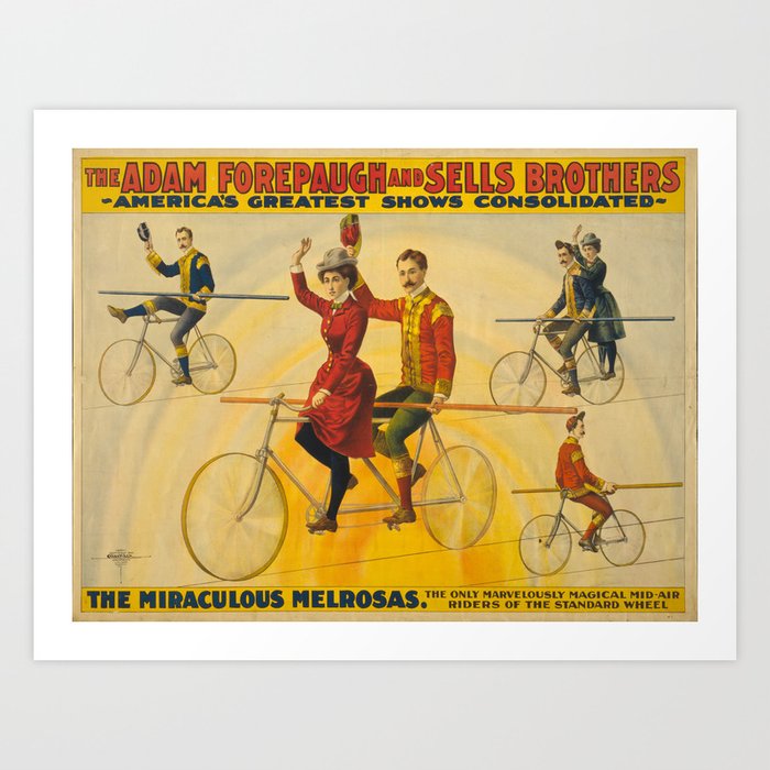Vintage poster Circus Bicycle Tightrope Act Art Print by Vintage