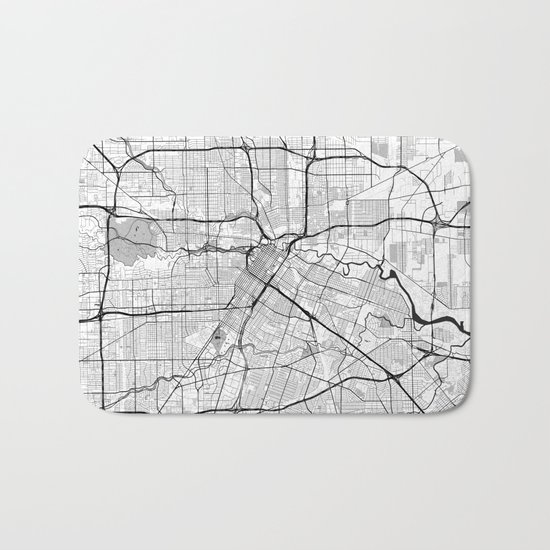 Houston Map Gray Bath Mat
