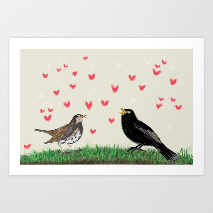 Blackbirds songs of spring Art Print