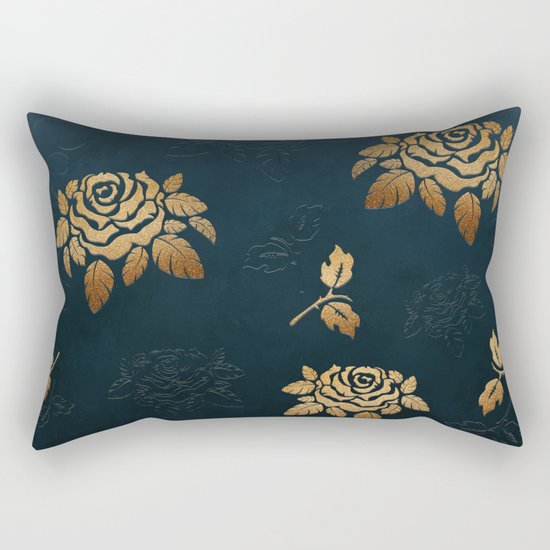 Golden Rose - Glitter Pattern Rectangular Pillow