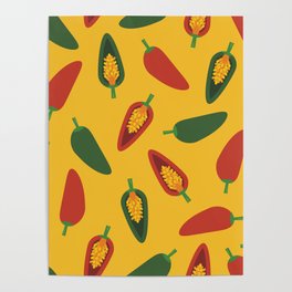 Red and Green Chili pattern Poster