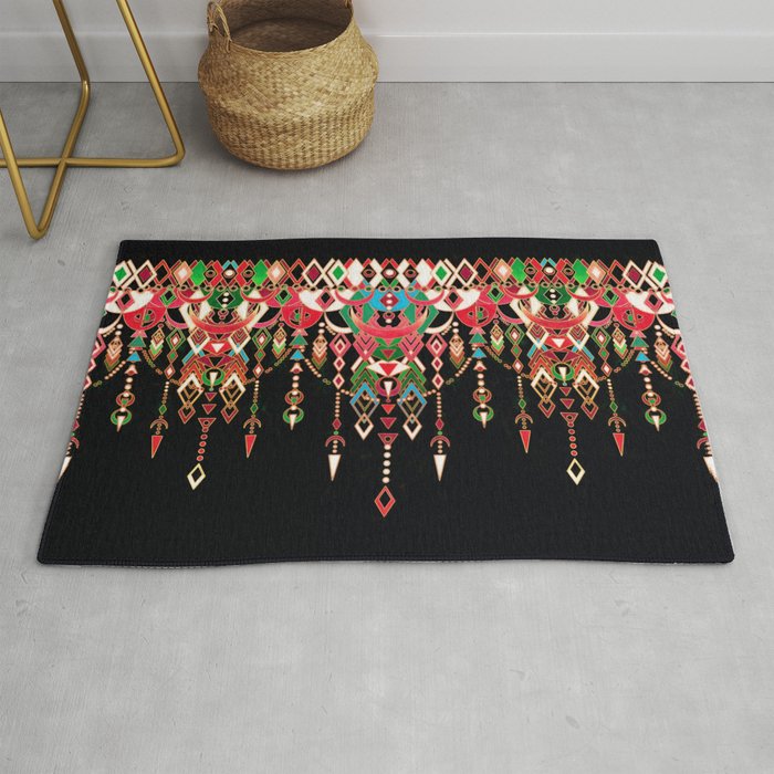 Modern Deco in Red and Black Rug