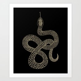 Vintage line snake Art Print