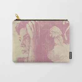 Beneath Broken Earth: Pink Shadow (lady portrait with autumn leaves) Carry-All Pouch