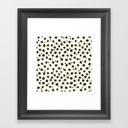 Vanilla Bean - Black Polka Dot Pattern Framed Art Print